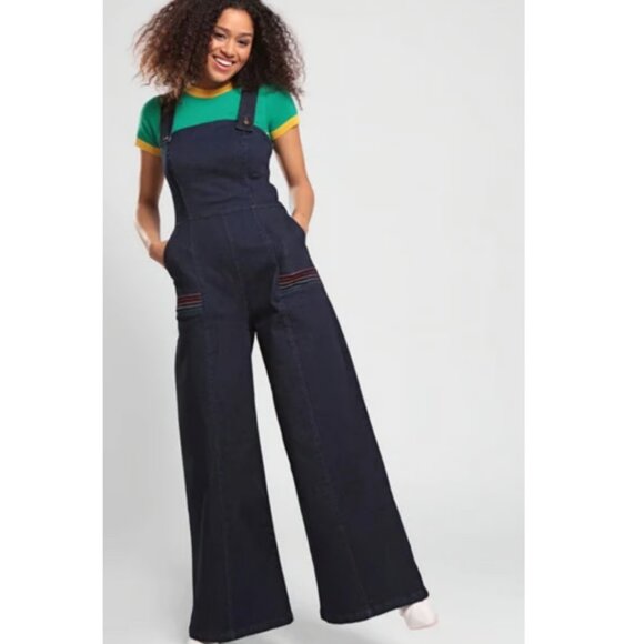 Bright & Beautiful Pants - Bright & Beautiful Rainbow Stitched Denim Overalls
